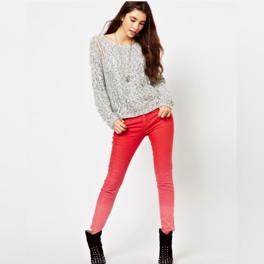 Free People Red Ombre Skinny Pants